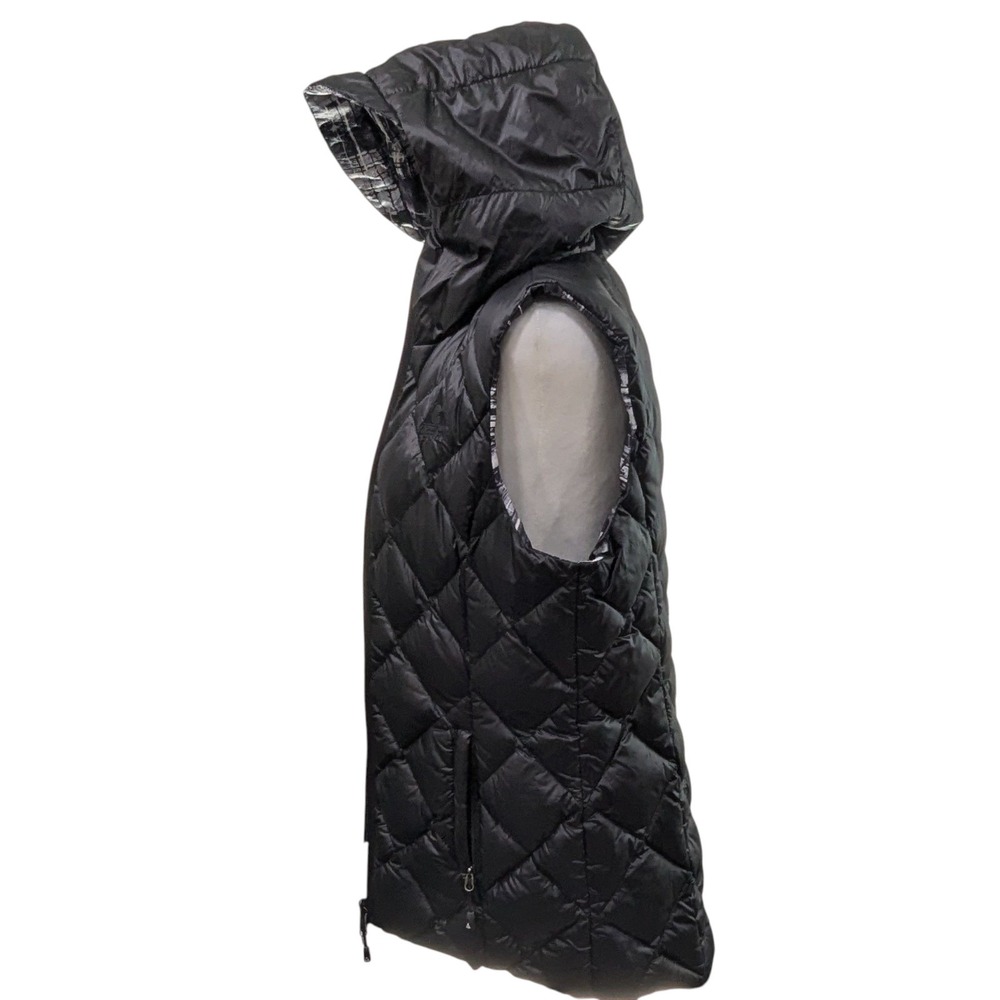 Gerry Packable Reversible Down Vest Women Small Hooded Puffer Black White Travel